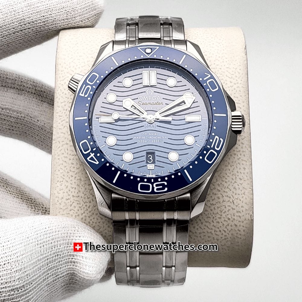 Omega Seamaster Diver 300M Steel On Steel Blue Dial Exact 1:1 Super Clone 8800 Swiss Movement Replica Watch