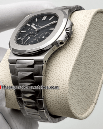 Patek Philippe Nautilus Moon Phase Power Reserve 57121A-001 Black-Blue Dial Exact 11 Super Clone 240 PS IRM CLU Swiss Movement Replica Watch (2)