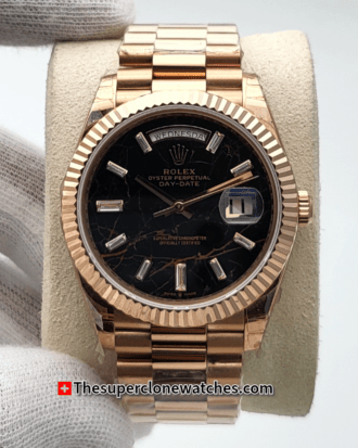 Rolex Day-Date Everose Gold Eisenkiesel with Diamonds Set Dial Exact 1:1 Super Clone 3255 Swiss Movement Replica Watch Ref-228235