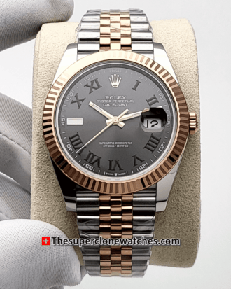 Rolex Datejust Oystersteel and Everose Gold Slate Dial 41mm Exact (4)