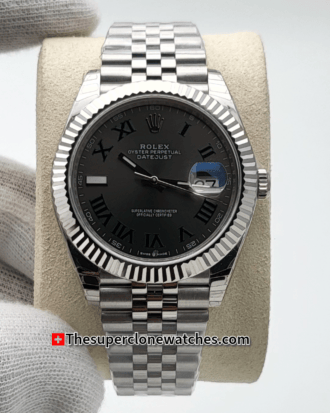 Rolex Datejust Oystersteel and White Gold Slate Dial Exact 1:1 Super Clone 3235 Swiss Movement Replica Watch Ref-126334