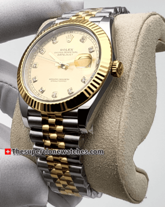 Rolex Datejust Oystersteel and Yellow Gold Champagne-Colour with Diamonds Set Dial (2)