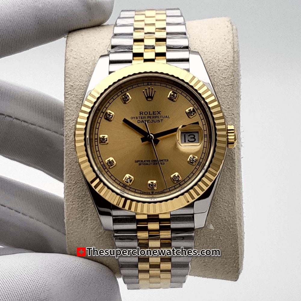 Rolex Datejust Oystersteel and Yellow Gold Champagne-Colour with Diamonds Set Dial (2)