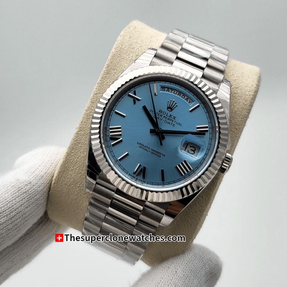 Rolex Day-Date Platinum Ice Blue Dial Exact (8)