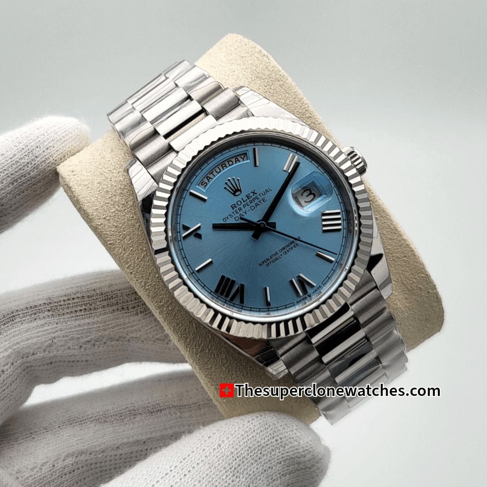 Rolex Day-Date Platinum Ice Blue Dial Exact (8)