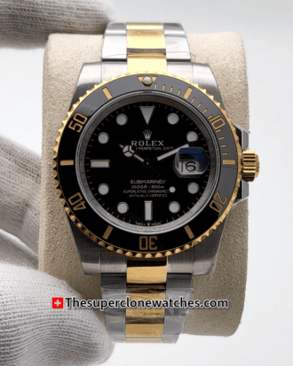 Rolex Submariner Date 2-Tone Black Dial Exact 1:1 Super Clone 3235 Swiss Movement Replica Watch Ref-26613LN